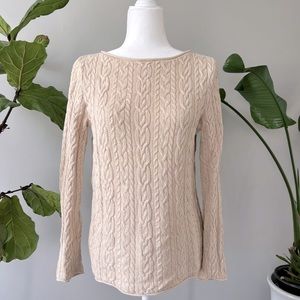 Ralph Lauren Cotton Cable Knit Tan Sweater Woman’s Medium